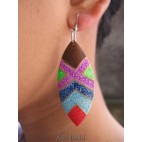 unique designs wood earring hand painted bali